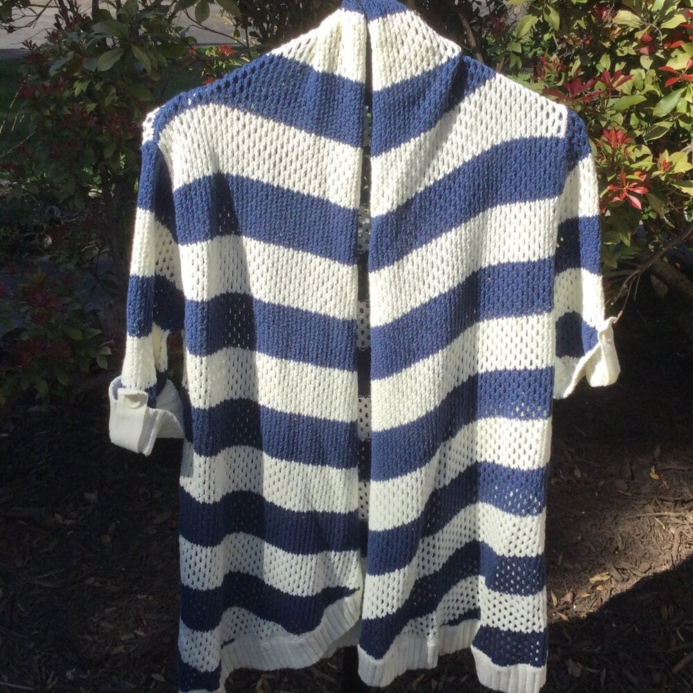 Xhilaration White & Blue Para Row  Woven Tunic